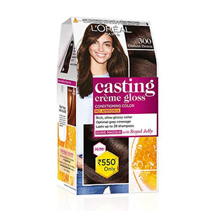 L'Oreal Paris Casting Crème Gloss Conditioning Hair Color, 87.5g + 72ml - Darkest Brown 300 (Pack of 1)