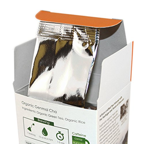 Sugimoto Tea - Organic Genmaicha - Authentic Japanese Green Tea - with Roasted Rice - Antioxidants, Caffeine, L-Theanine - 12 Count Pyramid Bags