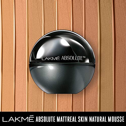 Lakme Absolute Skin Natural Mousse Beige Honey 05, SPF 8 Natural Finish Matte Cream Foundation -Long Lasting Weightless Full Coverage Face Makeup, 25g