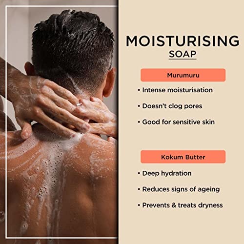 The Man Company Moisturising Soap Bar with Murumuru & Kokum Butter (Combo Pack of 4) for Long Lasting Freshness | Glowing and Soft Skin | All Skin Types -100 gm -BUY 3 GET 1 FREE