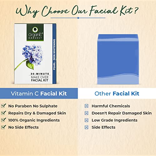 Organic Harvest Pearl Skin Whitening Facial Kit For Women / Men | 5 Easy Steps | Remove Dead Skin, brightens & Lightens Skin Tone | Idea For All Skin Type | Paraben , Sulphate & Chemical Free (Pearl, Pack of 3, 50gm Each)