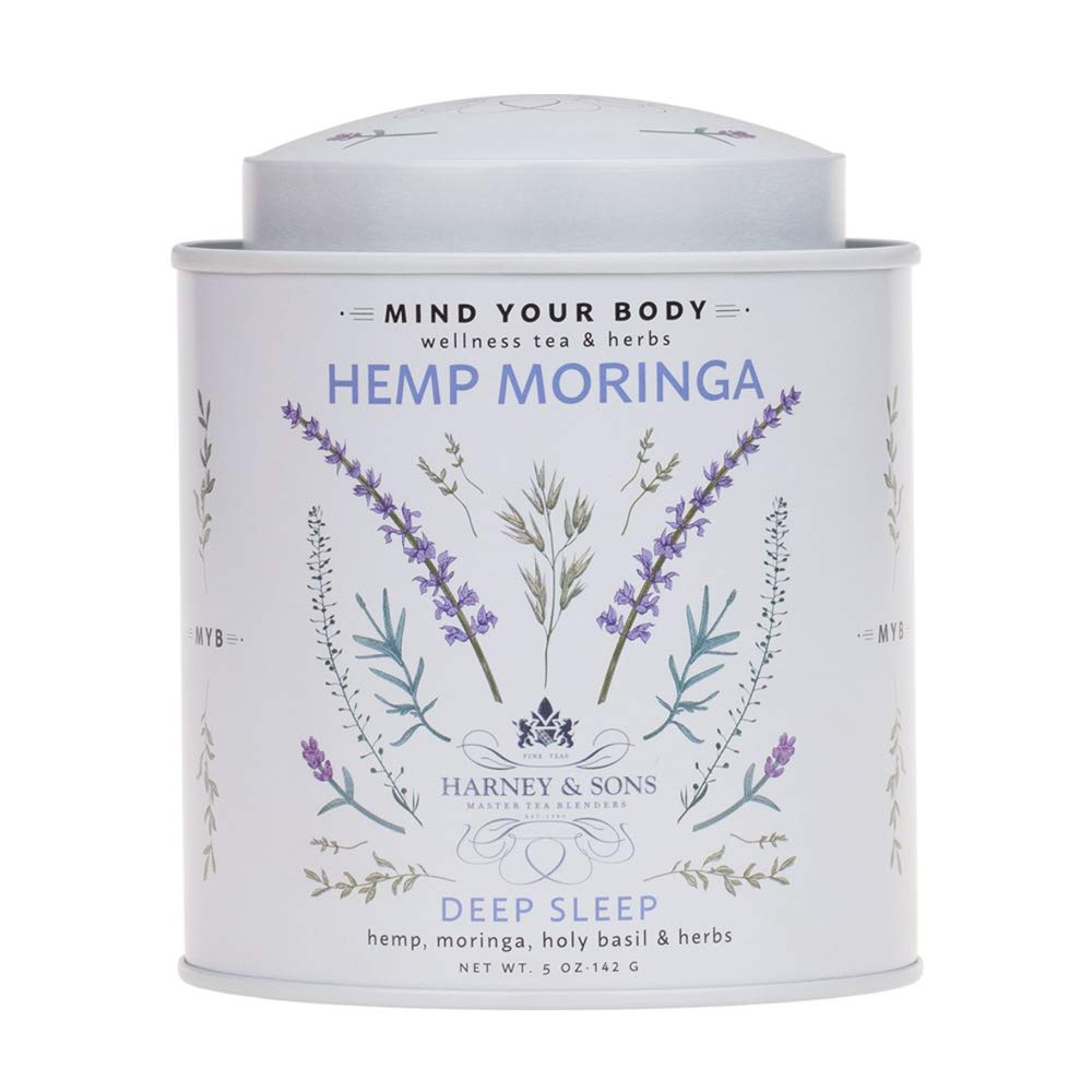 Harney & Sons Hemp Moringa Tea Blend, Wellness, Deep Sleep Blend, 5 oz tin