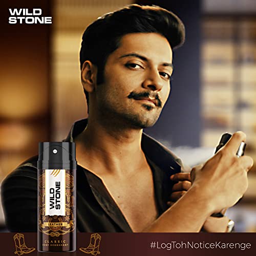 Wild Stone Classic Leather Long lasting Masculine Deodorant for Men, 225ml