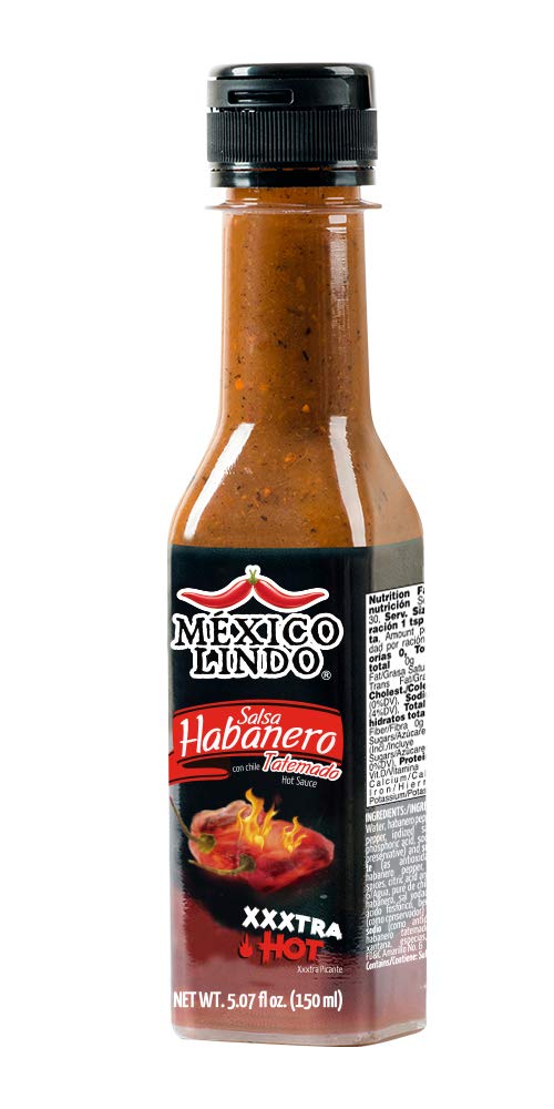 Mexico Lindo Habanero Hot Sauce Xxxtra Hot | 83,200 Scoville Level | Mix of Habanero, Tatemados & Spices | Perfect for Quesadillas, Soups & Nachos | 5 Fl Oz Bottles (Pack of 2)