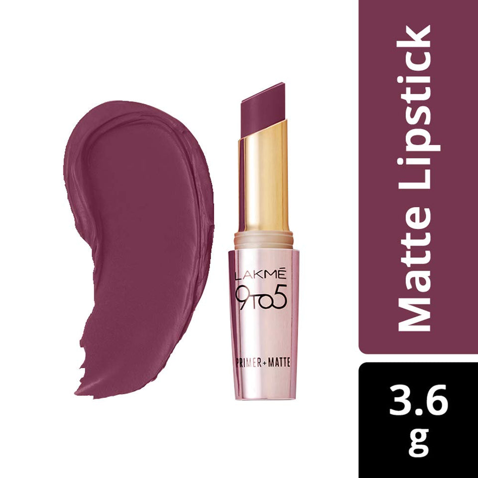 Lakmé 9 to 5 Primer and Matte Lip Color, Garnet Punch, 3.6g