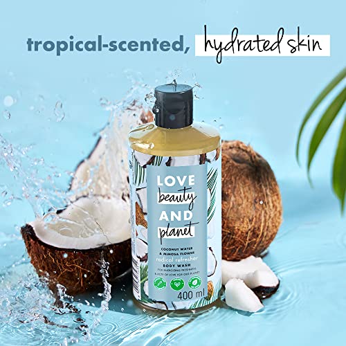 Love Beauty & Planet Refreshing Body Wash 400 ml, with Coconut Water & Mimosa Flower Aroma, Hydrating Sulphate Free, Paraben Free - Liquid Shower Gel