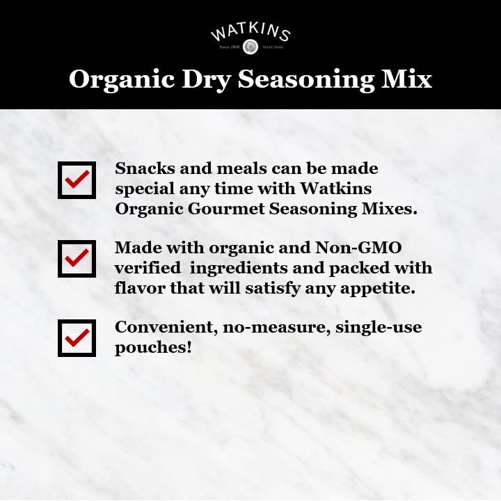 Watkins Organic Taco Gourmet Seasoning Mix, 1 oz. Packets,12 Count(Pack of 1)
