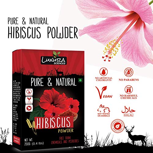 Luxura Sciences Hibiscus Powder For Hair Improvement 200 Grams, Hibiscus Flower Powder Natural.