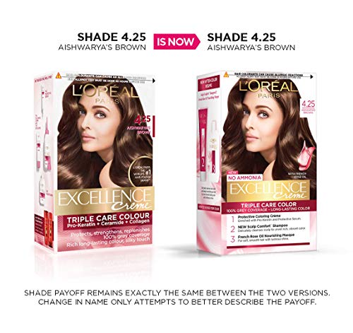 L'Oreal Paris Excellence Crème Conditioning Hair Color, 72ml + 100g - 4.25 Aishwarya's  Brown (Pack of 1)