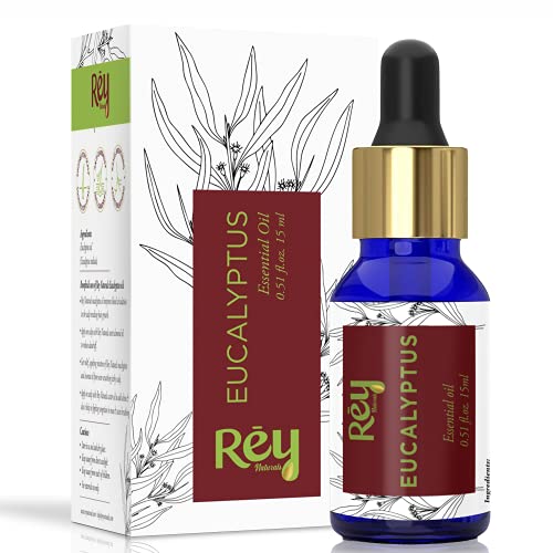 Rey Naturals Eucalyptus Oil, 15 ML 100% Natural For Aromatherapy & Aroma Diffusers For Massage Over Skin, Muscle & Joints
