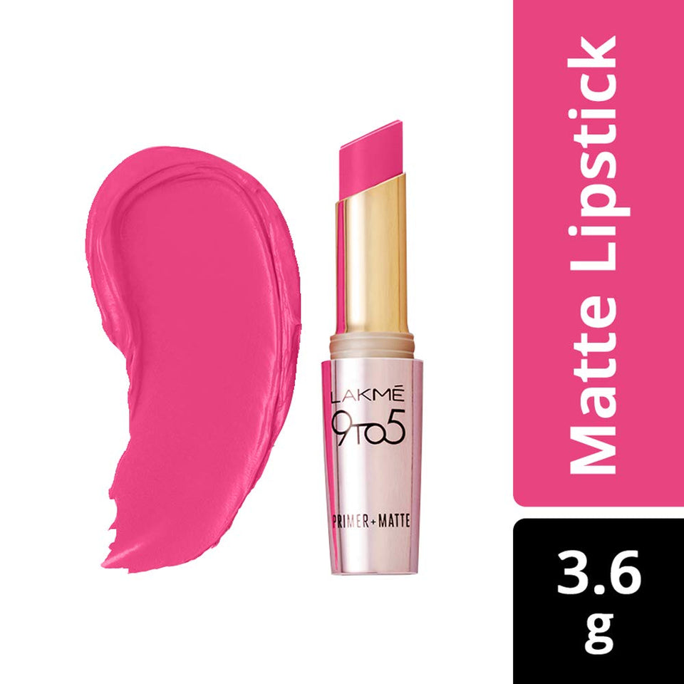 Lakmé 9 to 5 Primer Matte Lip Color, Fuchsia File MP21, 3.6g