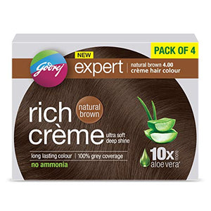 Godrej Expert Rich Creme Hair Colour (Shade 4.00, NATURAL BROWN), Pack of 4