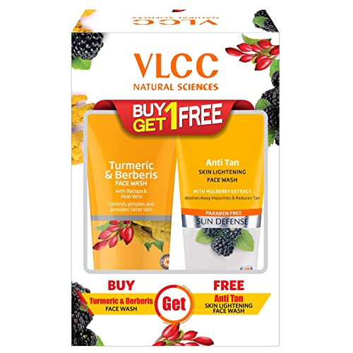 VLCC Turmeric & Berberis Face Wash + Anti Tan Skin Lightening Face Wash (Buy 1 Get 1 Free)