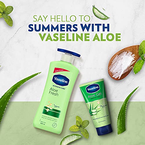 Vaseline Intensive Care Aloe Fresh Hydrating Body Lotion 400 ml, Daily Moisturizer for Dry Skin, Gives Non-Greasy, Glowing Skin - For Men & Women