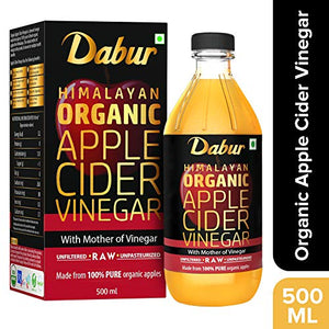 DABUR Himalayan Organic Apple Cider Vinegar with Mother of Vinegar |100% Pure| USDA Organic Certified |Raw, Unfiltered and Unpasteurized|Helps Boost Immunity - 500 ml