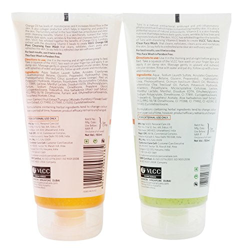 VLCC Tulsi Face Wash, 150ml with Free Orange Oil Face Wash, 150ml