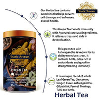 Exotic Aromas Herbal Green Tea, (200 G serves 100 cups) with Ashwagandha, Giloy, Amla, Cinnamon, Fennel, , Peppermint and Moringa, Green Tea for Weightloss, Detox and Immunity