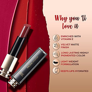 Faces Canada Velvet Matte Lipstick, Smooth one stroke intense color, Soft Matte finish, Enriched with Vitamin E, Hydrated lips all day, Pink Lip Color, Pink alert, 3.5 gm