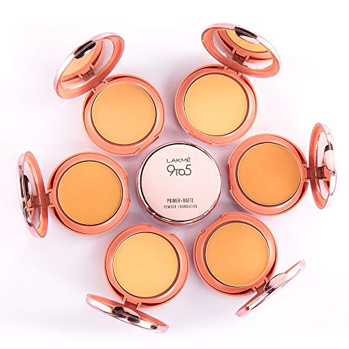 Lakmé 9 to 5 Primer with Matte Powder Foundation Compact, Silky Golden, 9g