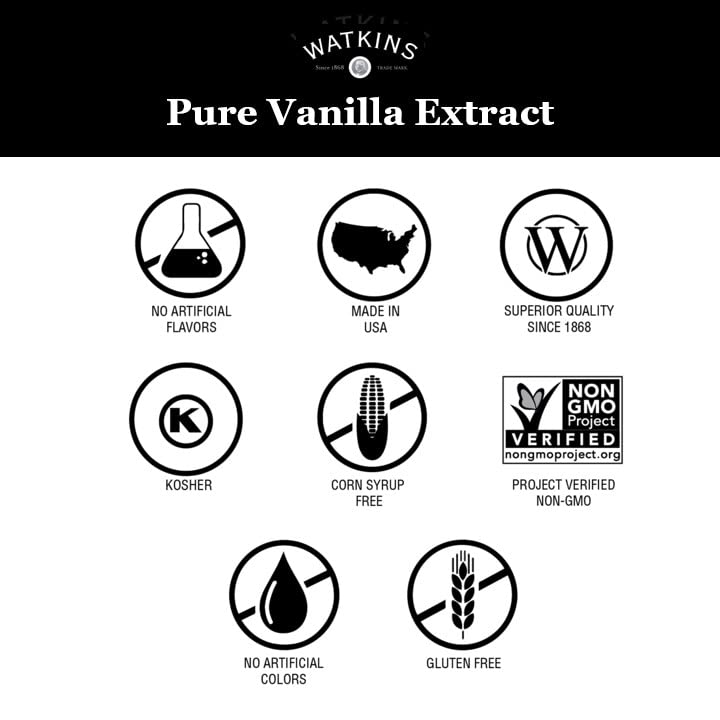 Watkins Pure Vanilla Extract, with Madagascar Vanilla Beans, Non-GMO, Kosher, 1 oz. Bottle, 1-Pack