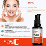 Irem Vitamin C Serum for face with Hyaluronic acid, Ferulic acid, Aloe vera and Grape seed extract, 30ml