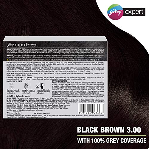 Godrej Expert Rich Crème Hair Colour Shade 3 BLACK BROWN, Pack of 4