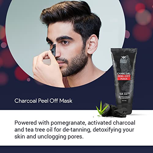 Bombay Shaving Company Charcoal De-Tan & Detox Gift Kit | Charcoal Face Wash, Charcoal Scrub, Charcoal Peel-Off Mask, Charcoal Face Pack, Charcoal Sheet Face Mask | Gift Kit for Men