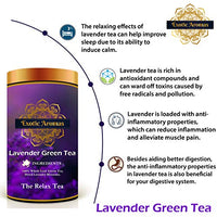 Exotic Aromas Lavender Green Tea (100 G, serves 50 cups), 100 % Whole Leaf Green tea for stress relief, good sleep and relaxation