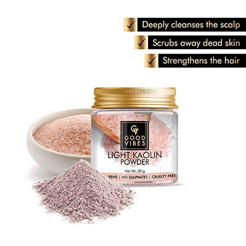 Good Vibes Face Pack Combo of 3 - Fuller's  Earth, Light Kaolin, Rose Clay - 30 g each - Deep Cleanse and Detoxifier for Hair and Skin - Cruelty Free