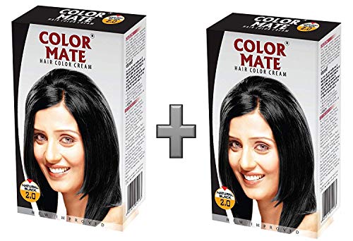 Color Mate Hair Color Cream, Natural Black, 130 ml (Pack of 2)