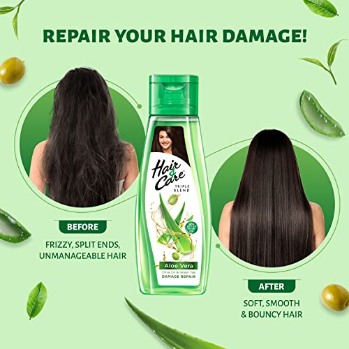 Hair & Care with Aloe Vera, Olive Oil & Green Tea Damage Repair Non-Sticky Hair Oil, 300 ml