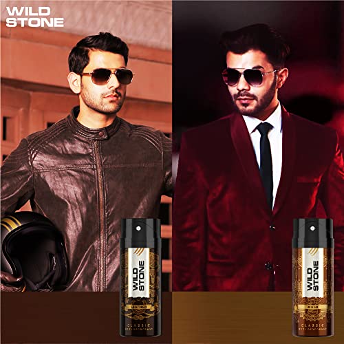 Wild Stone Classic Leather and Musk Body Deodorants for Men, Pack of 2 (225ml each)