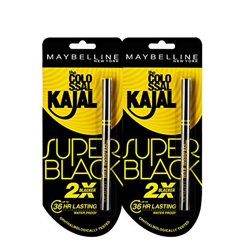 Maybelline New York Super Black Kajal, 0.7 g (Pack of 2)