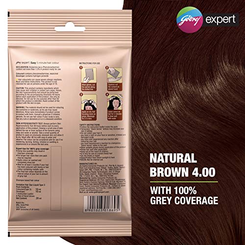 Godrej Expert Easy 5 Minute Hair Colour Sachet - Natural Brown (Pack of 3, 25ml*3=75ml)