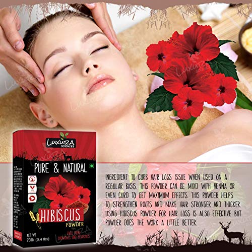Luxura Sciences Hibiscus Powder For Hair Improvement 200 Grams, Hibiscus Flower Powder Natural.