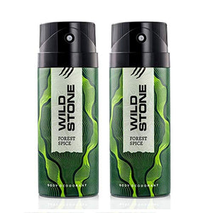 Wild Stone Forest Spice Deodorants For Men, Long Lasting Strong Masculine Fragrance - Pack of 2 (150ml each)