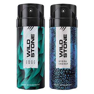 Wild Stone Edge and Hydra Energy Long Lasting Deodorants for Men, Pack of 2 (150ml each)