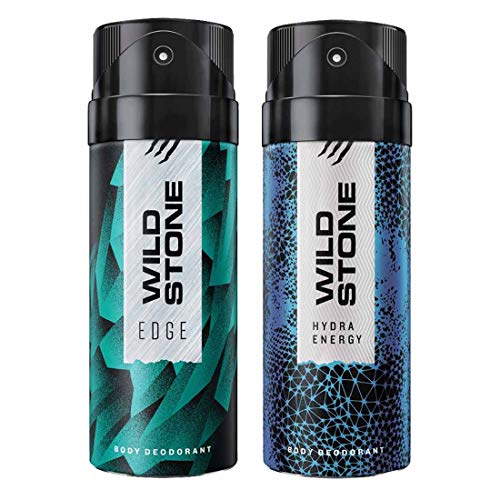 Wild Stone Edge and Hydra Energy Long Lasting Deodorants for Men, Pack of 2 (150ml each)
