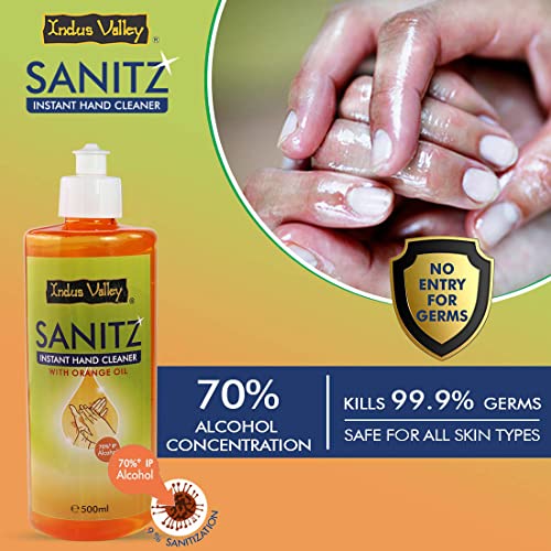INDUS VALLEY Sanitz Alcohol Based Instant Hand Cleaner/Sanitizer - (Orange oil) 500ml