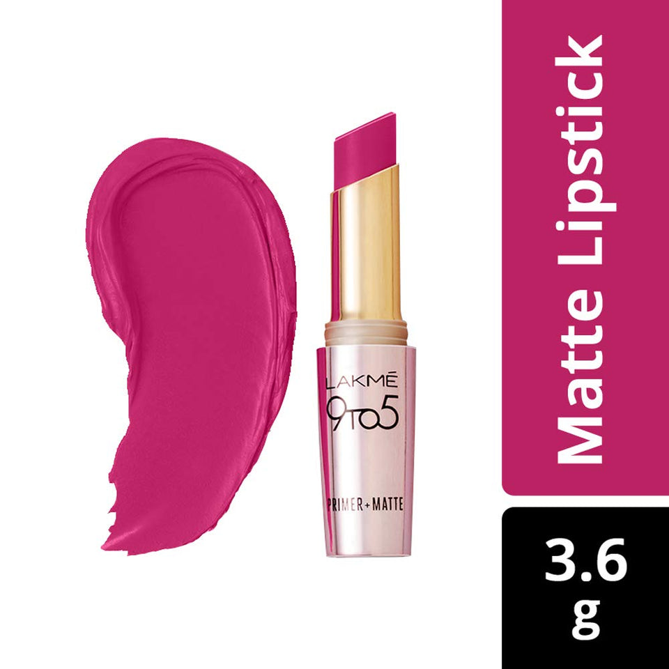 Lakme 9 to 5 Primer with Matte Lip Color, MP18 Plum Pick, 3.6g