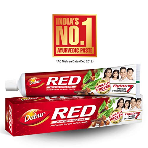Dabur Red Paste - India's  No.1 Ayurvedic Paste, Provides Protection Plaque Removal, Toothache, Yellow Teeth, Bad Breath- 800g (200gm*4)