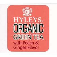 HYLEYS Tea Organic Green Tea Peach and Ginger Flavor - 25 Tea Bags (100% Natural, Sugar Free, Gluten Free and Non-GMO)
