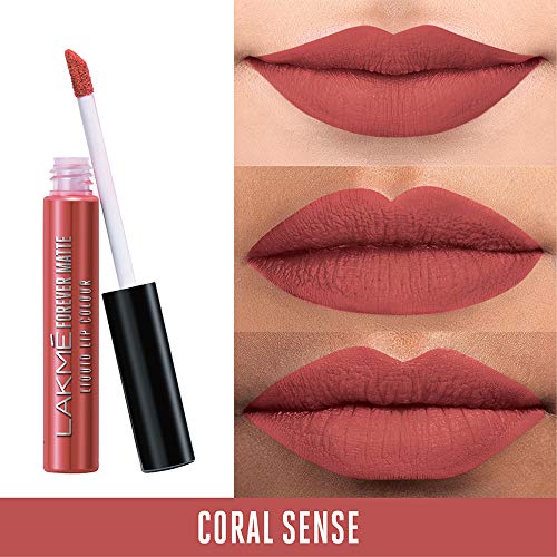 Lakmé Forever Matte Liquid Lip Colour, Coral Sense, 5.6 ml