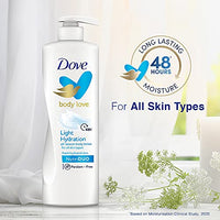 Dove Body Love Light Hydration Body Lotion For All Skin Types Paraben Free, 48hrs Moisturisation with Plant Based moisturiser, Fresh Hydrated Skin 400ml