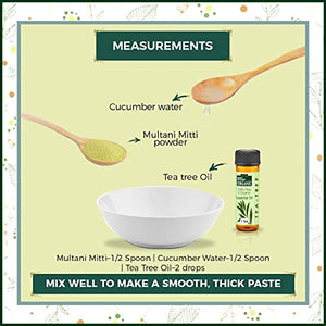 INDUS VALLEY Natural Oil Removal Face Pack Multani Mitti,Cucumber Toner, Tea Tree Oil (30g , 50ml+ 5ml=55ml)
