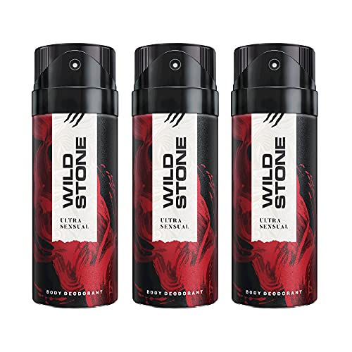 Wild Stone Ultra Sensual Deodorants for Men, Long Lasting Intense Fragrance, Pack of 3 (150ml each)