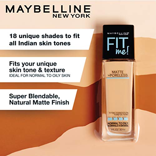 Maybelline New York Fit Me Matte+Poreless Liquid Foundation (With Pump), 220 Natural Beige, 30ml