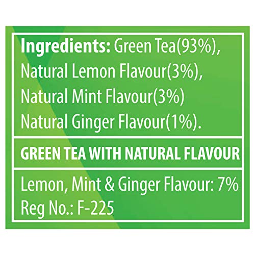 TE-A-ME Revive Mint Lemon Ginger Natural Green Tea, 25 Tea Bags