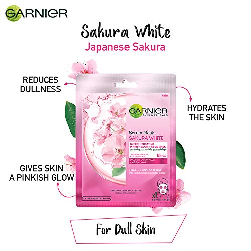 Garnier Skin Naturals Face Serum Sheet Mask Combo (Light Complete + Hydra Bomb Blue + Sakura White + Hydra Bomb Green + Charcoal) (Pack Of 5),208 g