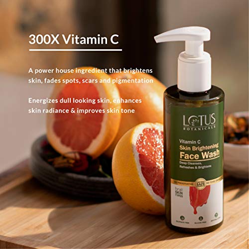Lotus Botanicals Skin Brightening Face Wash | Vitamin C | Sulphate, Silicon & Chemical Free | All Skin Types | 180ml